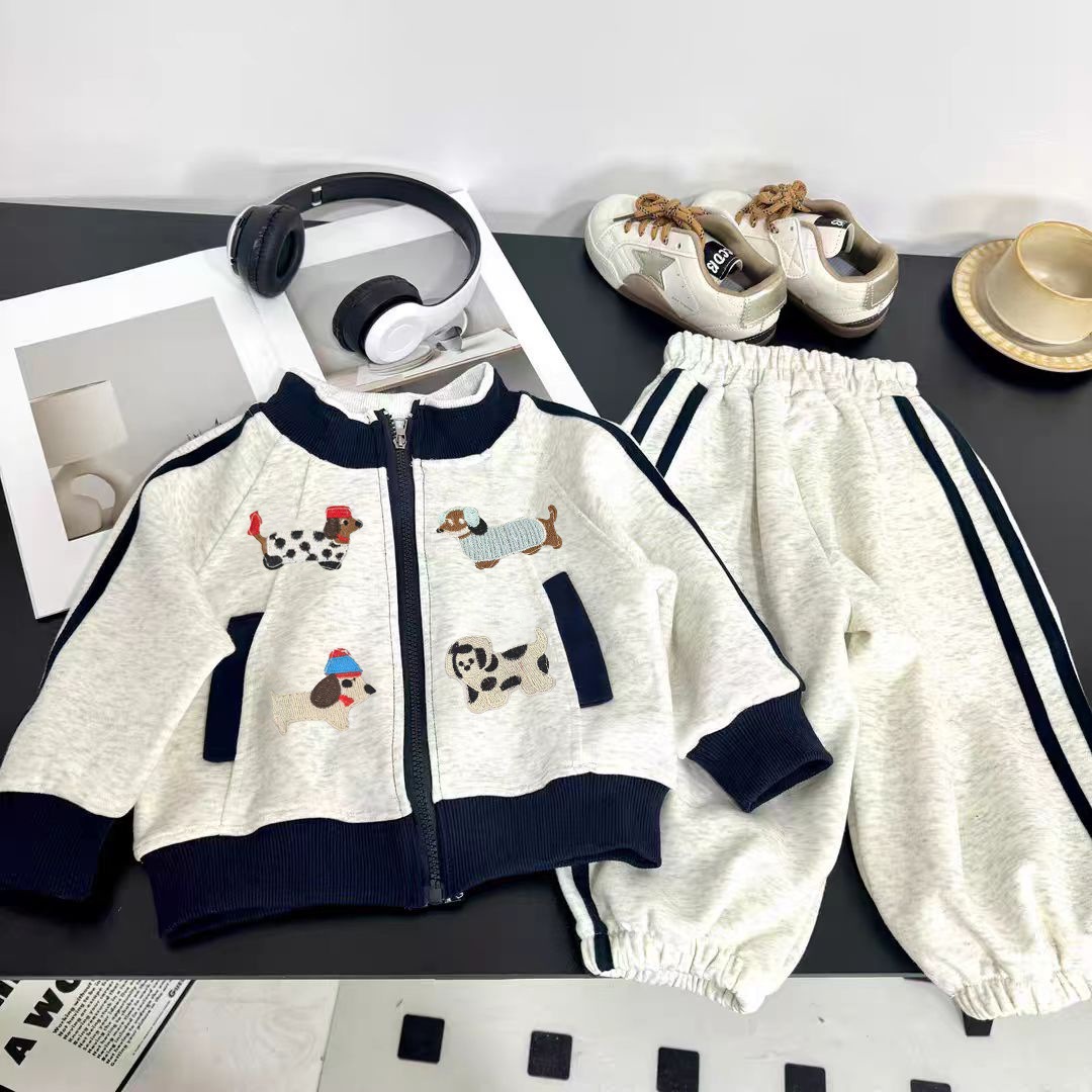 Boys Clothing Set New Spring Autumn Children's baby 2pcs Outfit Set Boys Girls Sporty Korean Style Cartoon Zipper Two Piece Clothing For Middle A - view 7