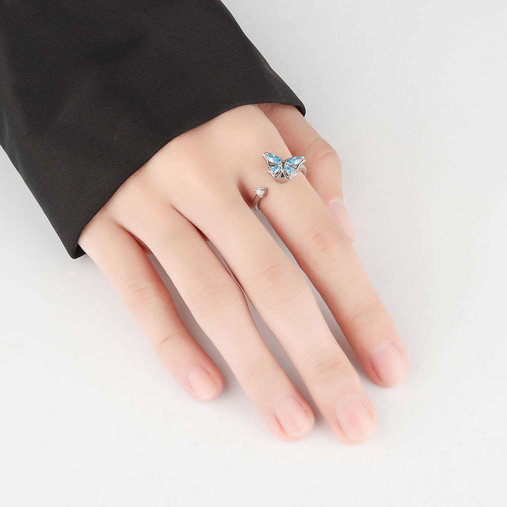 Butterfly Rotatable For Women Amazon Cross-Border Jewelry Ins Internet Celebrity Personality Adjustable Open Finger Ring