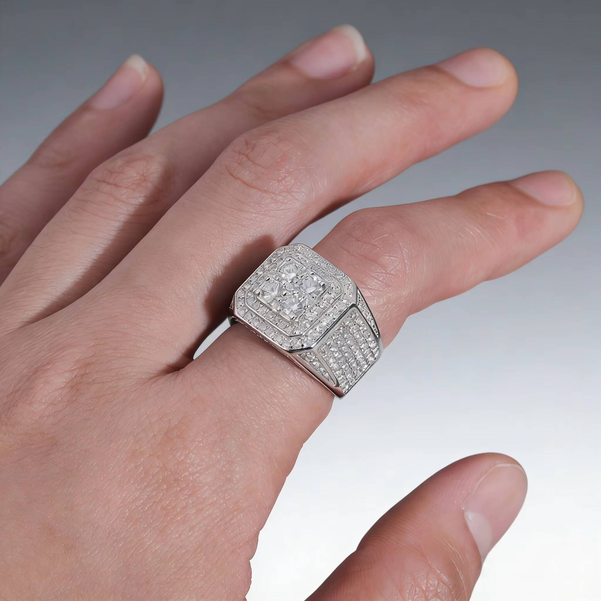 Pass Diamond Tester High Quality Mens Silver Gold Plated D-vvs1 Moissanite Romantic IGI Certified Prong Set Hip Hop Iced Ring