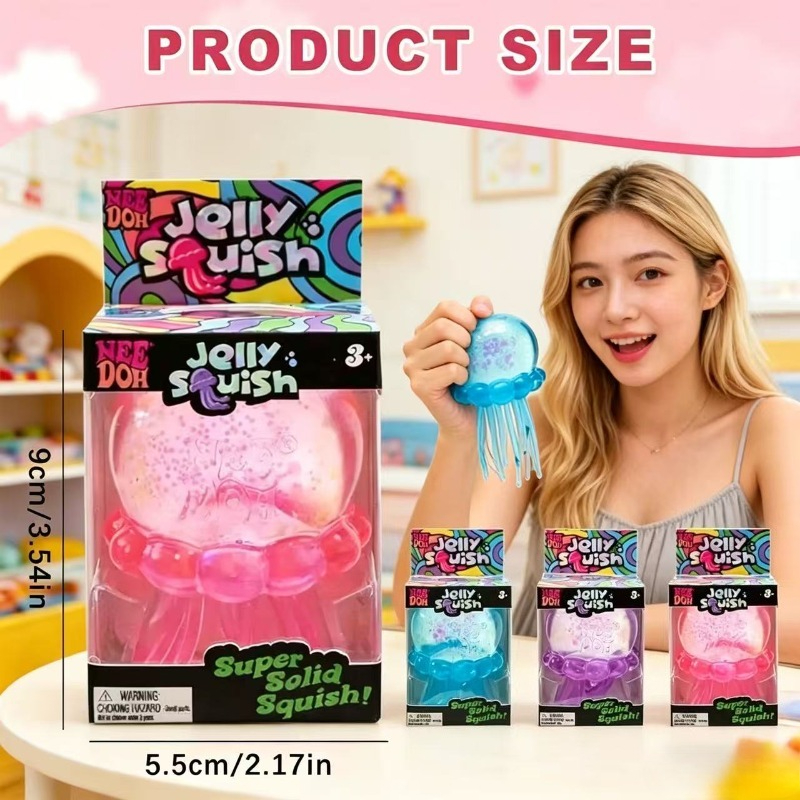 NEW NeeDoh Jelly Squish Jellyfish Fidget Sensory Toy Stress Relief Squishy Cube Anti-Anxiety Squeeze Object For Focus ADHD BY SEA