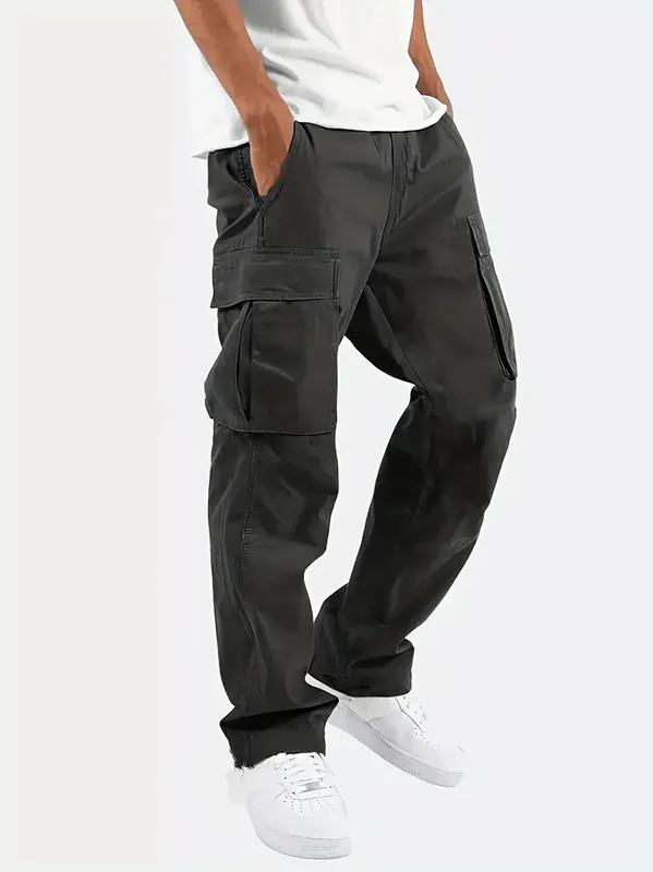 Mens Casual Jogger Pants Relaxed Fit Cargo Pants Drawstring Sweatpants Hiking Outdoor Twill Sport Pants 260422