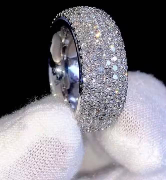 Moissanite Hip Hop Ring for Men channel Jewelry Gift for Him Boyfriend Fully Iced Out Diamond Band Ring Hip Hop Ring