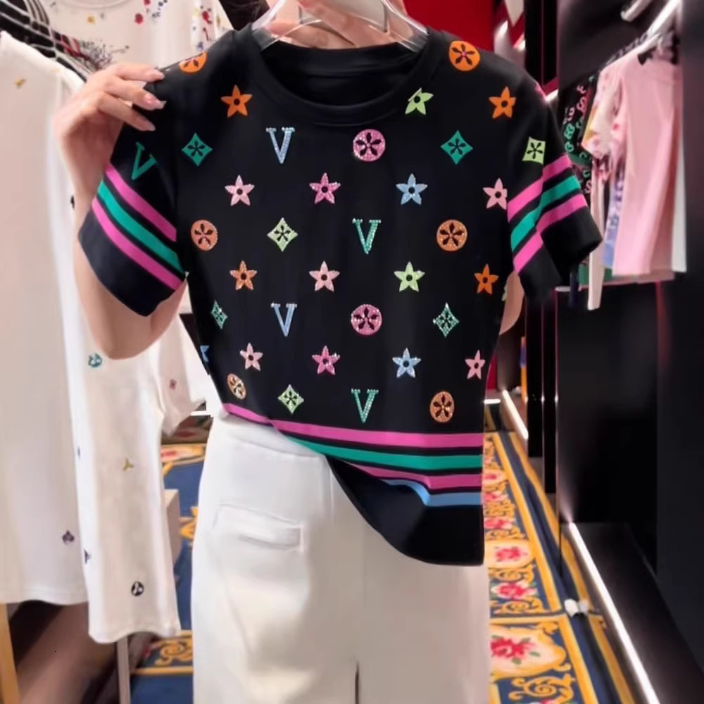 2026 Spring/summer New Vacation Style Letter Printed Short Sleeve Women's T-shirt Fashionable Multi Functional Casual Slimming Women's Top