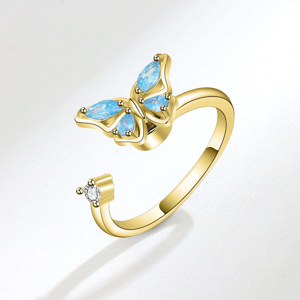 Butterfly Rotatable For Women Amazon Cross-Border Jewelry Ins Internet Celebrity Personality Adjustable Open Finger Ring