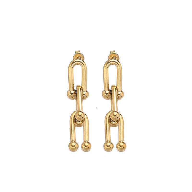 New Vintage U-Shaped Horseshoe Titanium Steel Earrings For Women, Fashionable And Versatile, Niche Light Luxury Design, Non-Fading Jewelry Set
