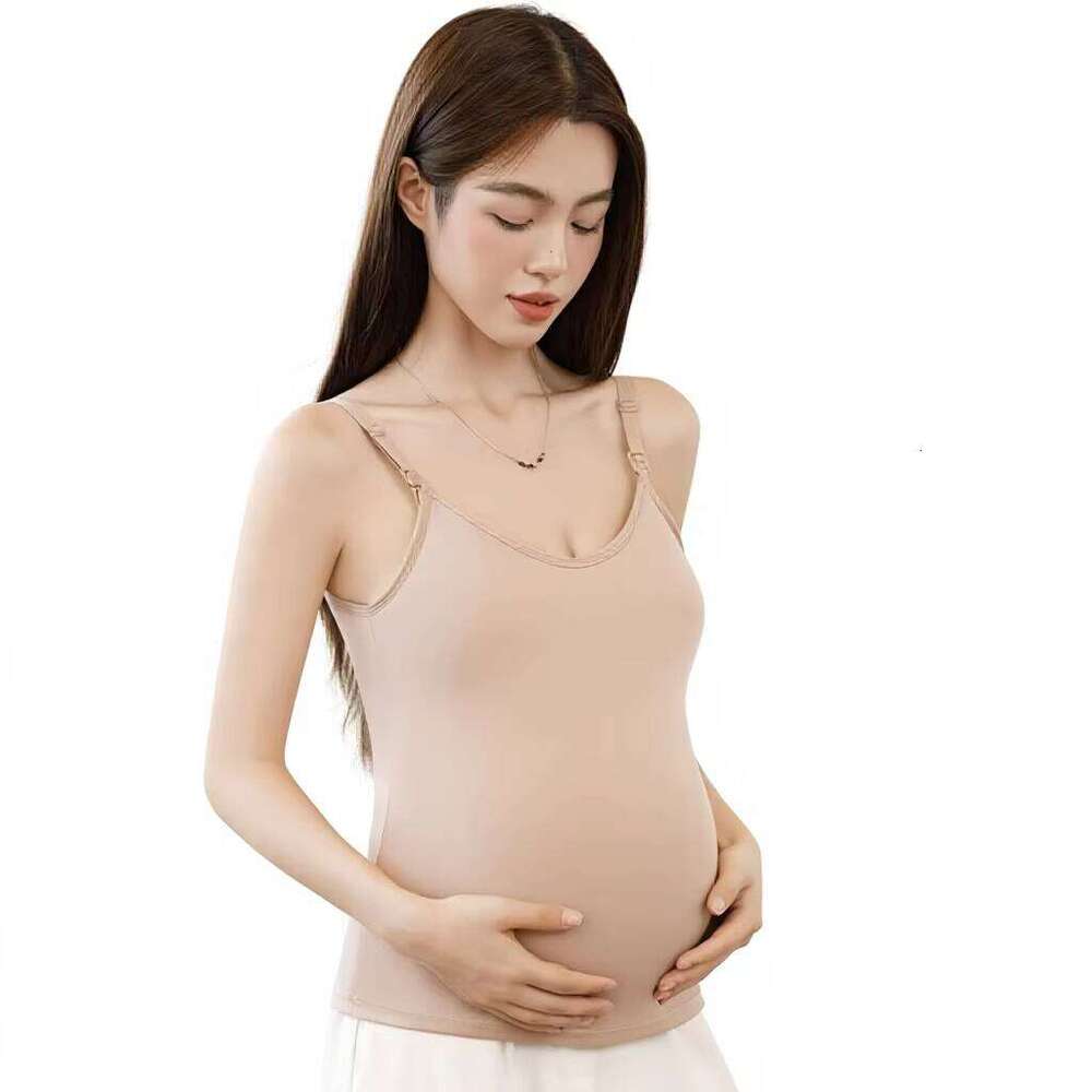 1729 Plus-Size Nursing Camisole Straps Postpartum Feeding Viscose Solid Pattern Base Layer For Chubby Girls Women's Tank Top