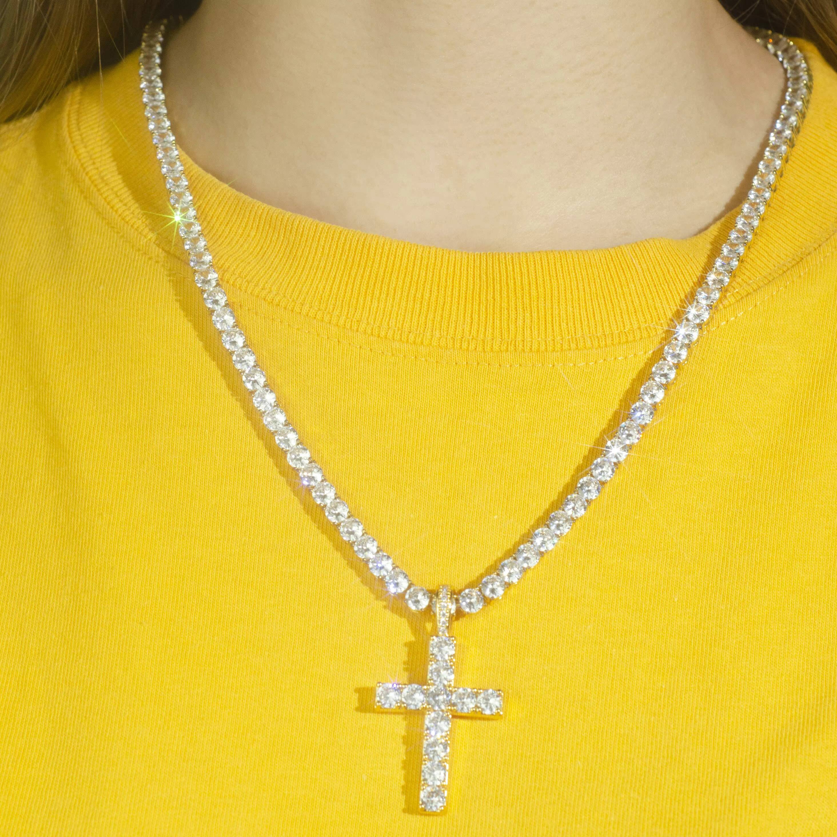 Wholesale Price 12Inch Moissanite Cross Pendant Hip Hop Style Round Brilliant Cut Moissanite 925 Silver Hip Hop Pendant