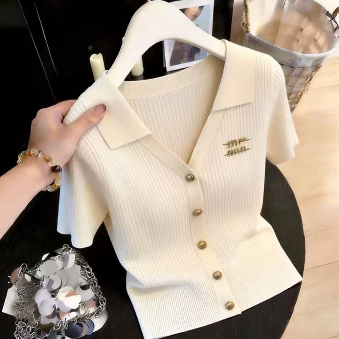2026 New Designer Luxury Brand Plus Size Fashionable Young Style Women's Polo Collar Ice Silk Top Women's Loose Breathable Slim Fit Women 