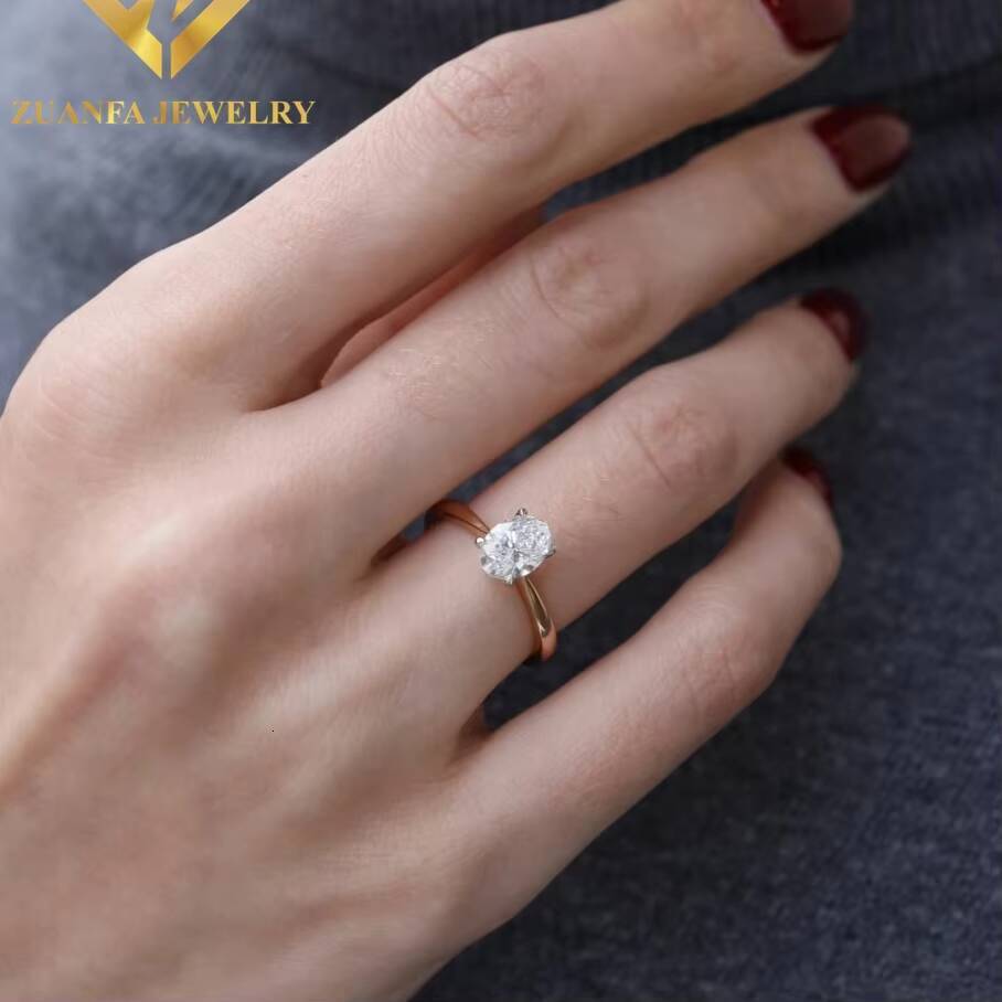 Hot Sale Custom Design 14K Solid Gold 4carats Vvs Diamond Engagement Moissanite Rings for Women