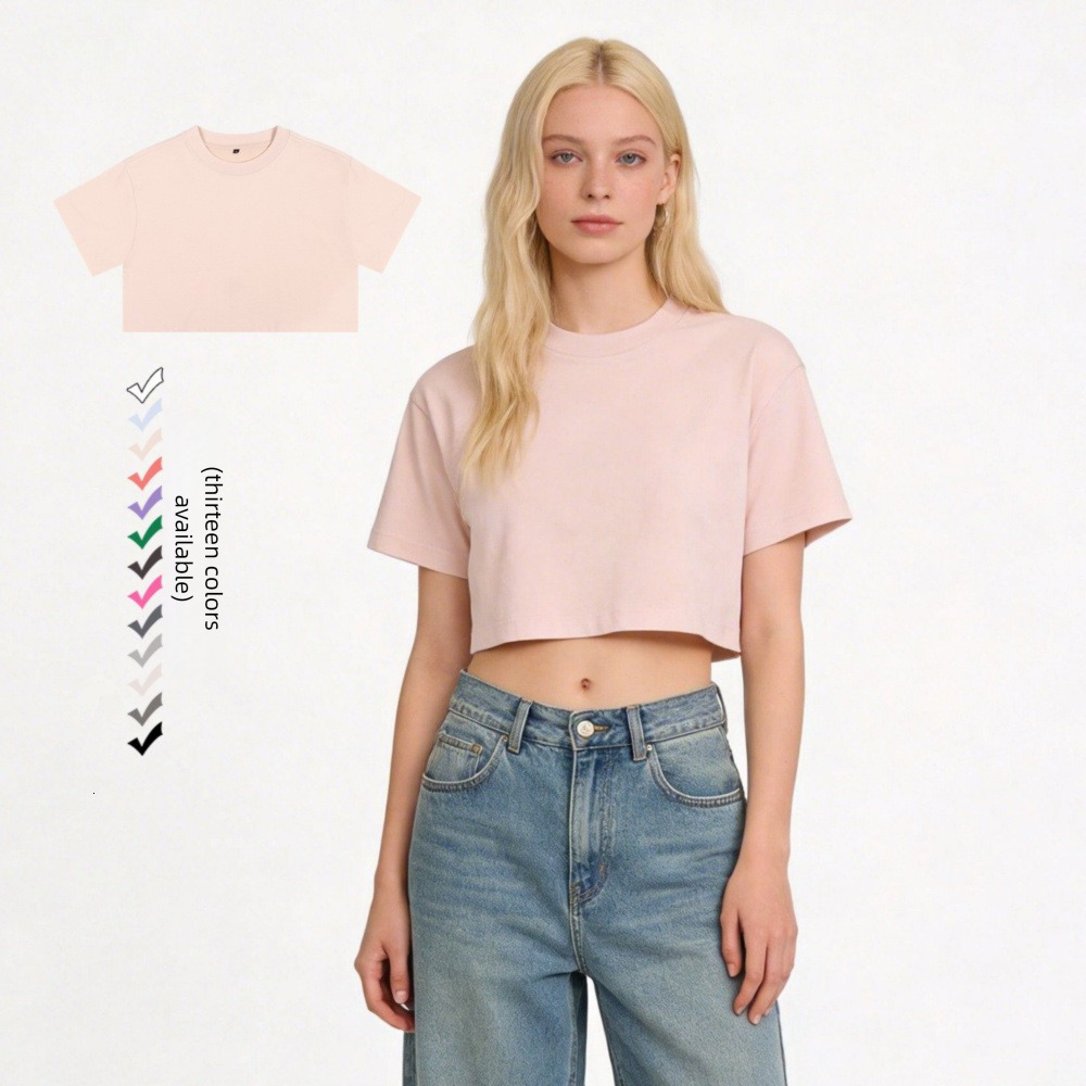 2026 New Luxury Brand Designer Women's European And American Style Loose Breathable Round Neck Short T-shirt Summer Casual Solid Color Basic Shor