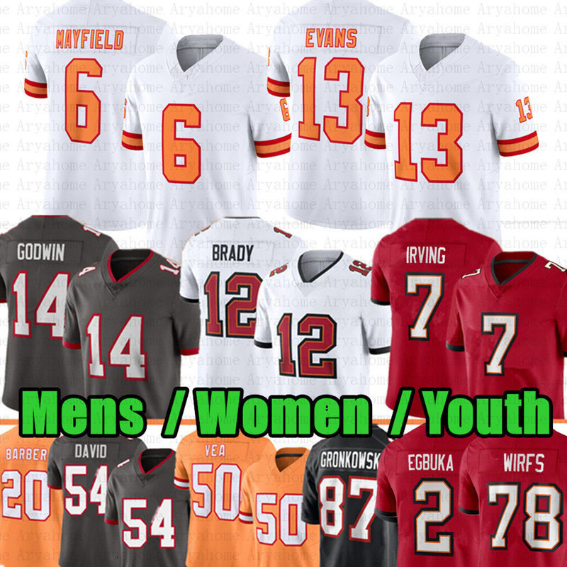 Bucky Irving Emeka Egbuka Baker Mayfield Football Jersey Rob Gronkowski Mike Evans Tom Brady Chris Godwin Vita Vea Rachaad White Antoine Winfield Jr L