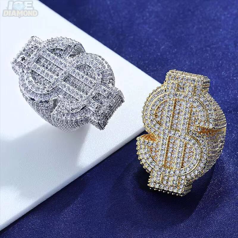 High Quality Mens Hip Hop Fashion Ring 925 Sterling Silver with VVS Moissanite Pass Diamond Tester Iced Out Style