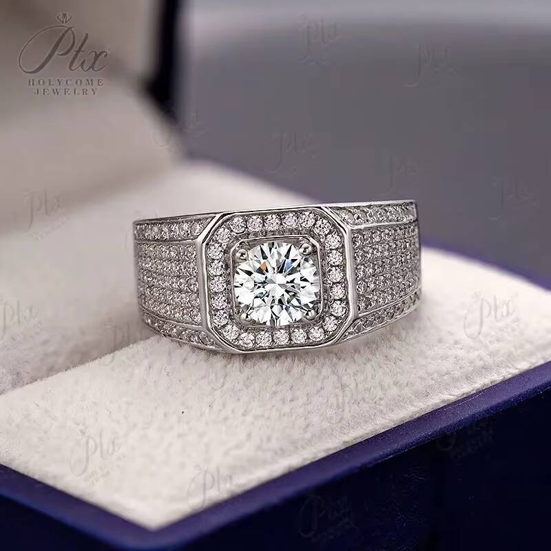 Moissanite Rings1ct Stone VVS1 for Men Women Sterling Silver 925 GRA Certificate Jewelry Marriage Anniversary Gift Wholesale