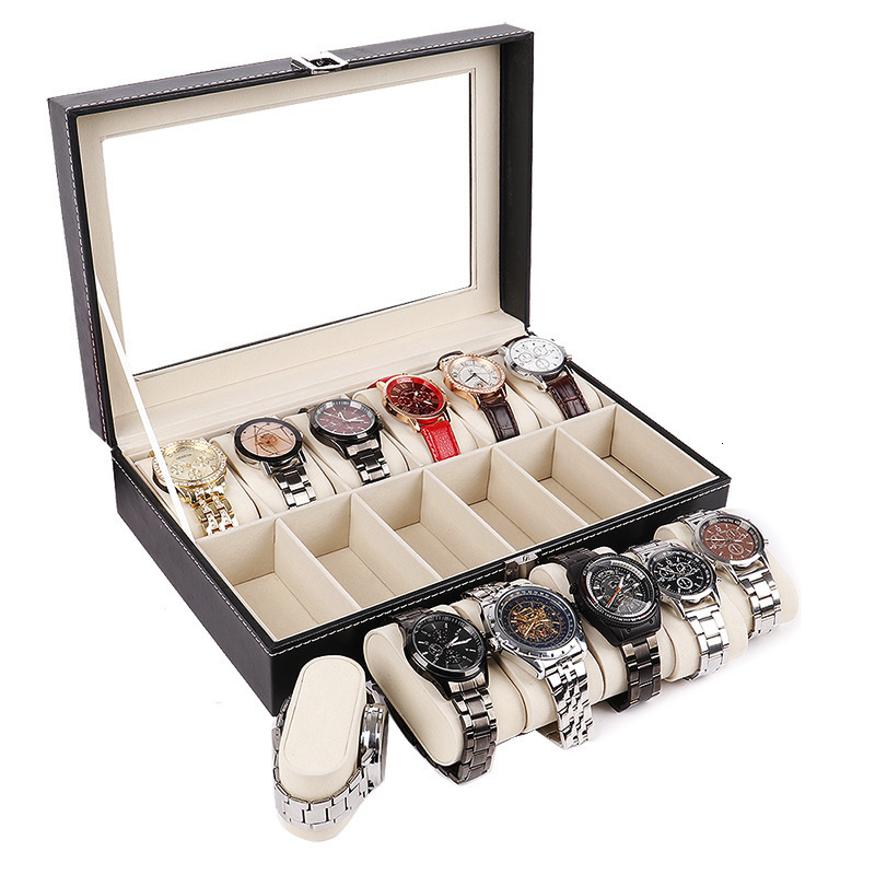 PU Leather High-end Watch Storage Box Transparent Skylight Buckle Watch Display Box Glasses Storage Packaging Box 260422