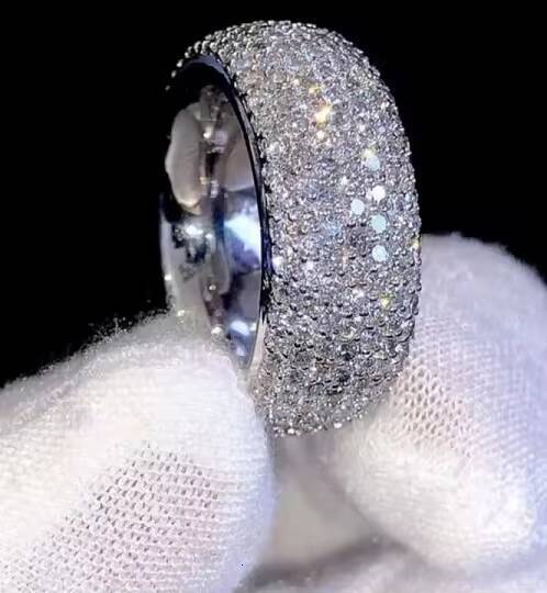 Moissanite Hip Hop Ring for Men channel Jewelry Gift for Him Boyfriend Fully Iced Out Diamond Band Ring Hip Hop Ring