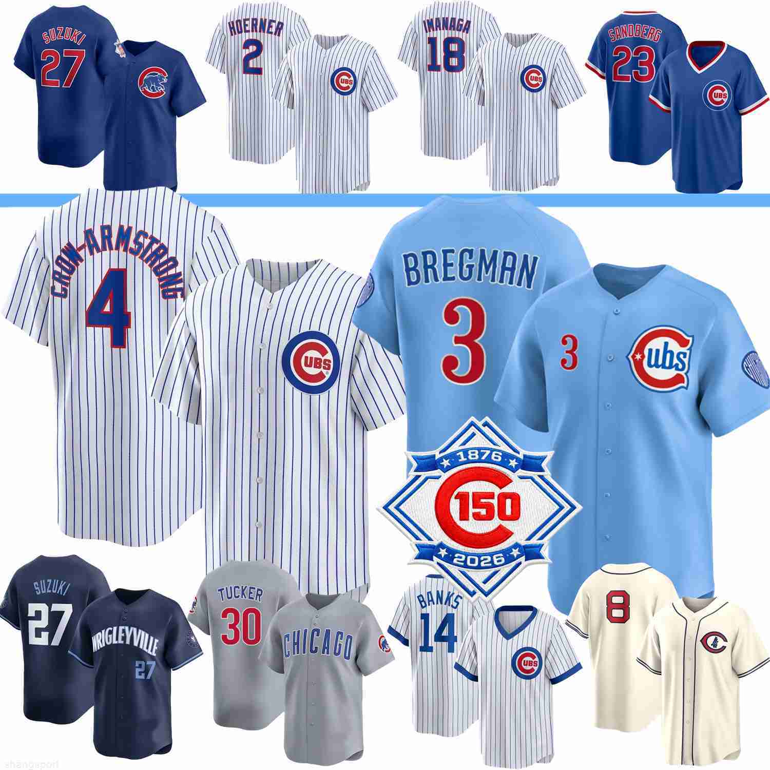 Chicago Jersey Alex Bregman Cub Kyle Tucker Crow-Armstrong Shota Imanaga Matt Shaw Dansby Swanson Ian Happ Seiya Suzuki Hoerner Steele Amaya Michael B