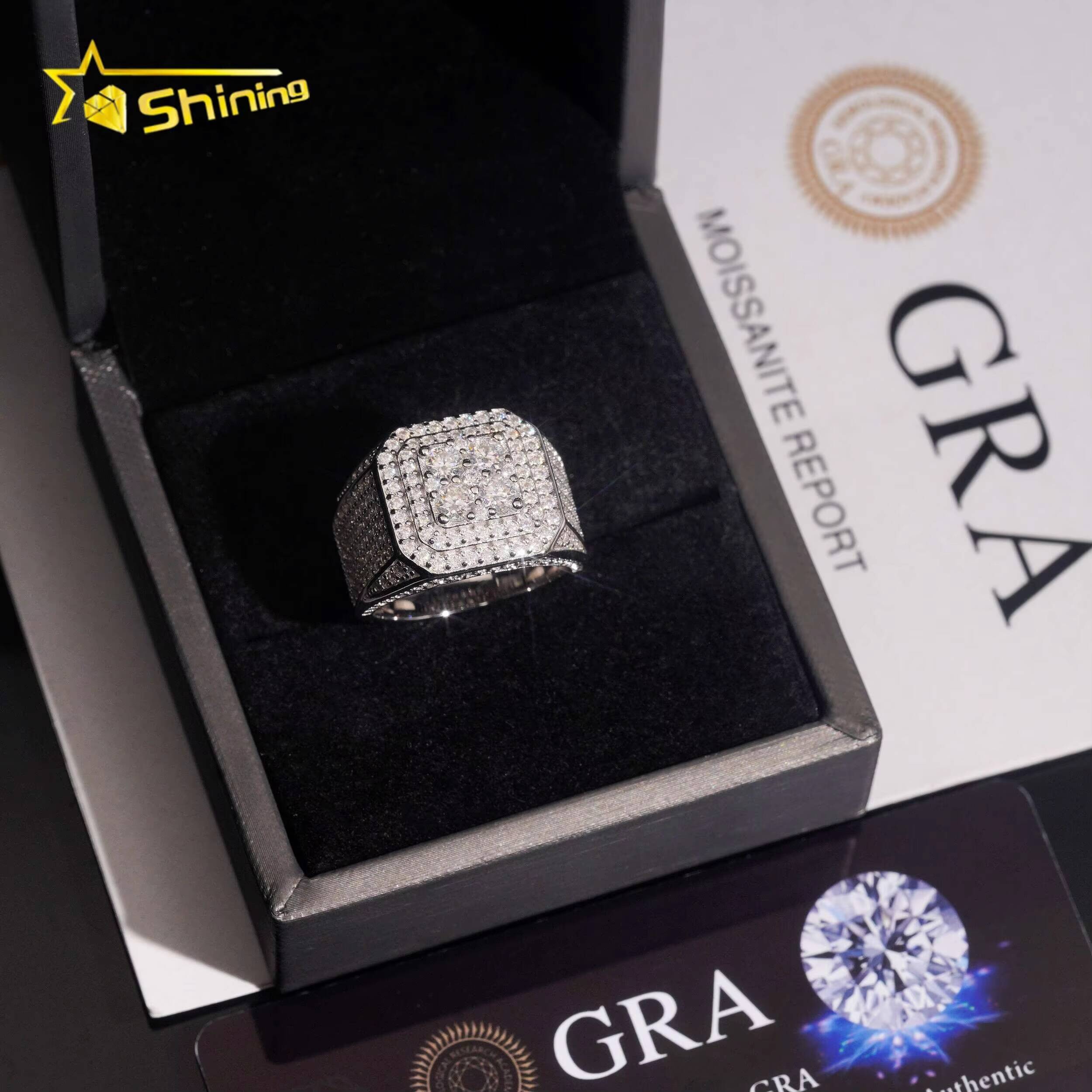 Hip Hop Jewelry Pass Diamond Tester Fast Shipping 925 Silver GRA Certificated Iced Out Moissanite Ring
