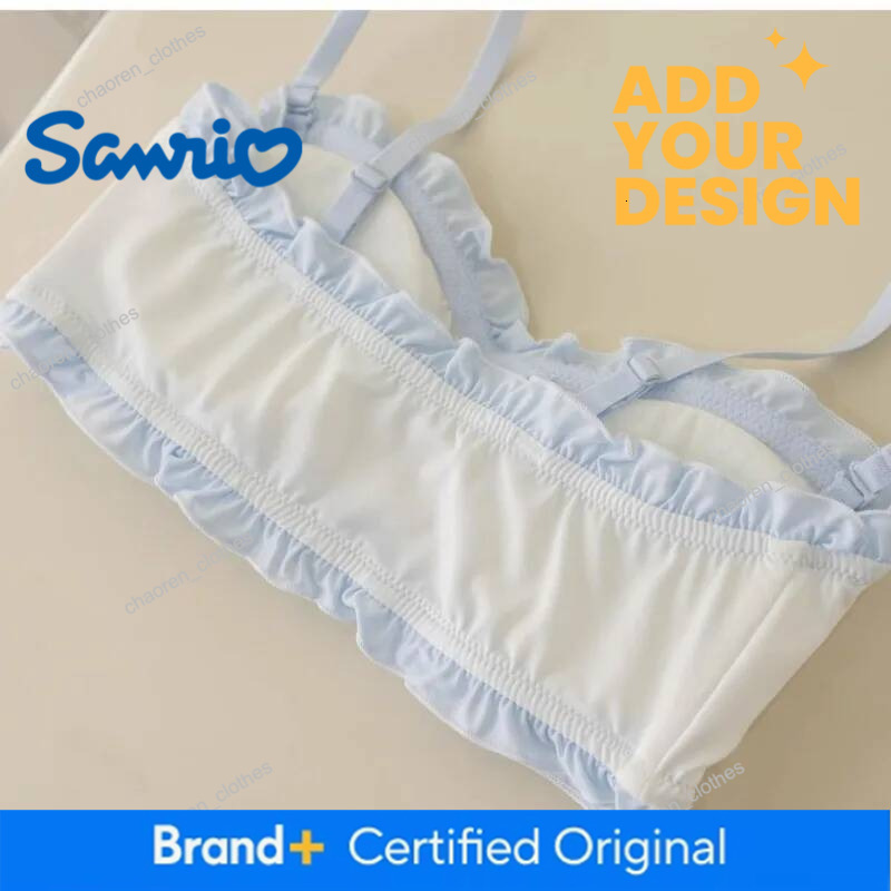 Kawai Sanrio Cartoon Kuromicinnamoroll Cute Lingerie Underwear Without Steel Rings Small Breast Gathering Bra Set Thin Style Luxury Goods