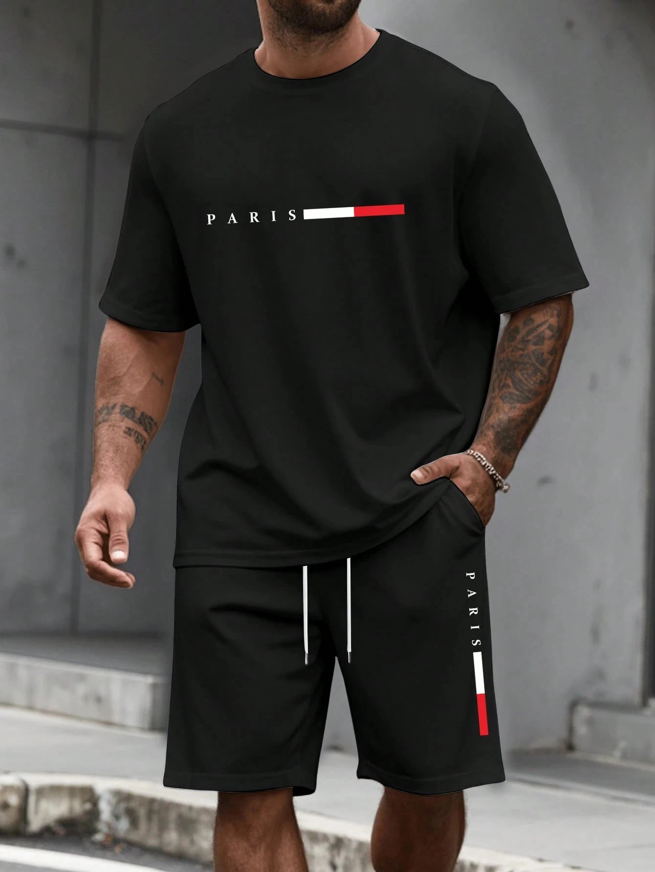 Mens Tracksuit 2 Piece O-neck Short Sleeve Shirt Shorts Set Mens Running Suit Plus Size T shirts Man Clothing Summer T-shirt 260420