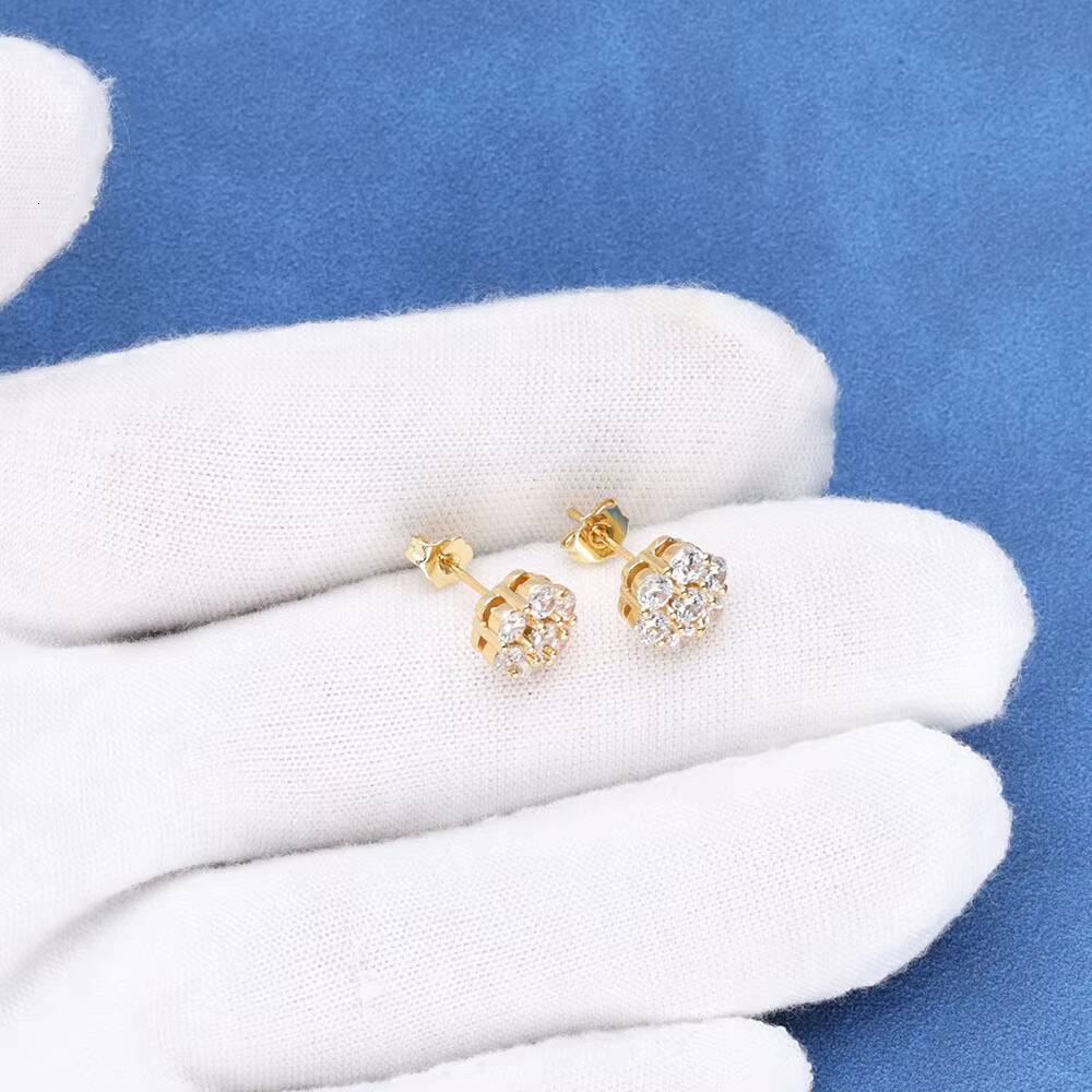 NUOYA Fine Jewelry Iced Out Diamond VVS Moissanite Earrings Men 925 Sterling Silver Stud Earrings Women Jewelry