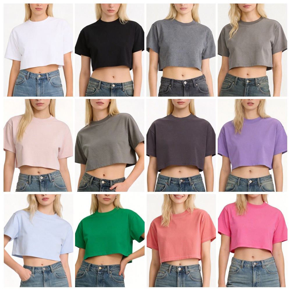 2026 New Luxury Brand Designer Women's European And American Style Loose Breathable Round Neck Short T-shirt Summer Casual Solid Color Basic Shor