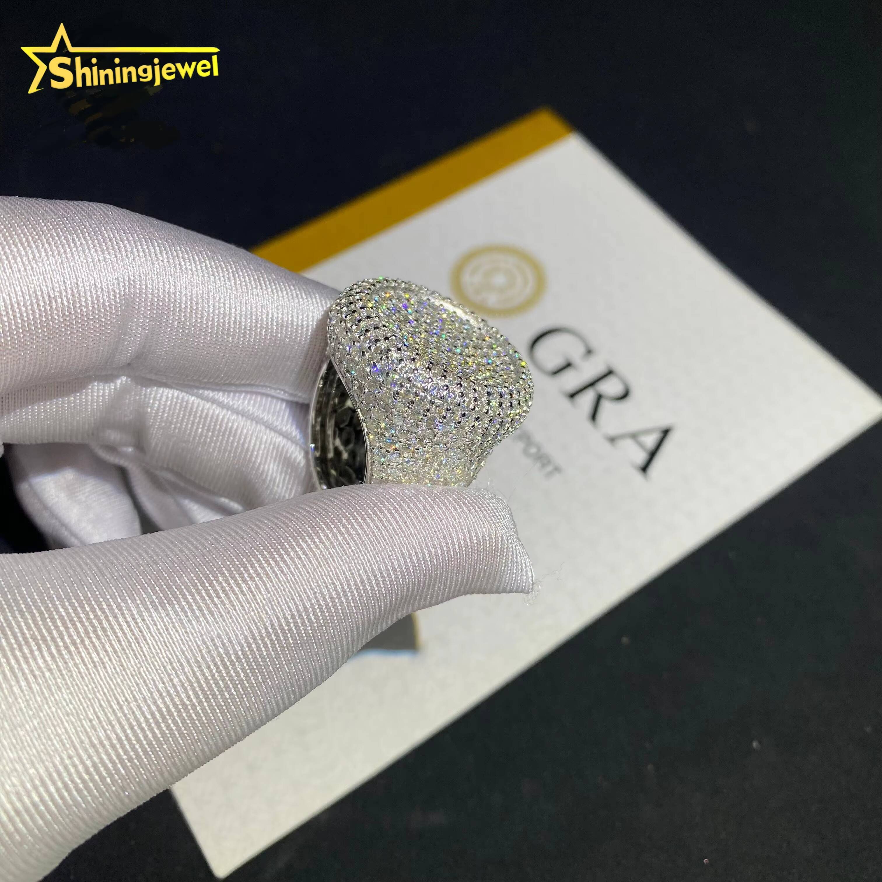Hot Sale Moissanite Round Men Ring Custom Iced Out Diamond 925 Sterling Silver VVS Moissanite Jewelry Hip Hop Rings Pass Tester