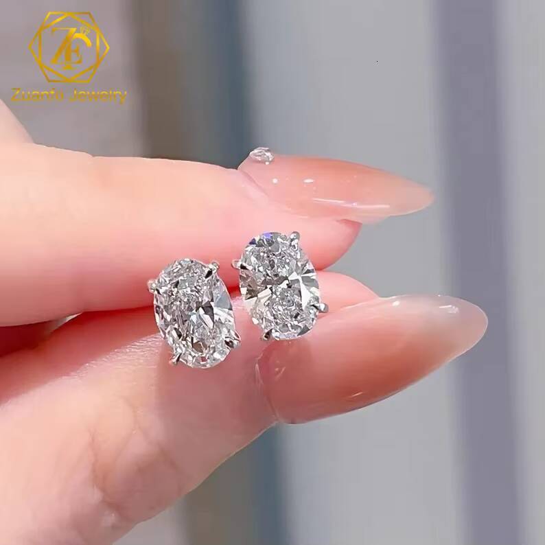 Fine Jewelry Oval Cut Lab Grown Diamond Earrings 1-3ct D Color IGI Certified Luxury Unisex 18K Solid Gold Stud Earrings