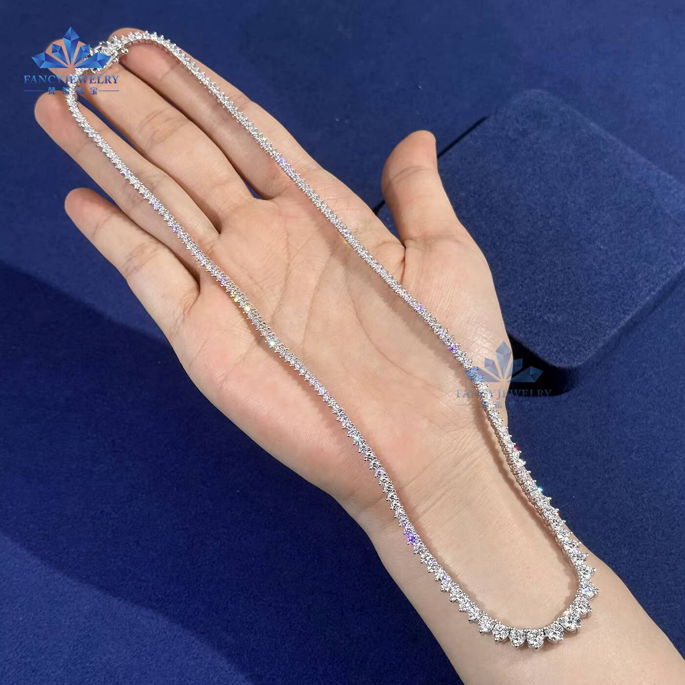 Luxury 19-5mm Lab Grown Diamond Drop Pendant Necklace 925 Silver Gold IGI Certified Custom Women Fine Jewelry Manufacturer