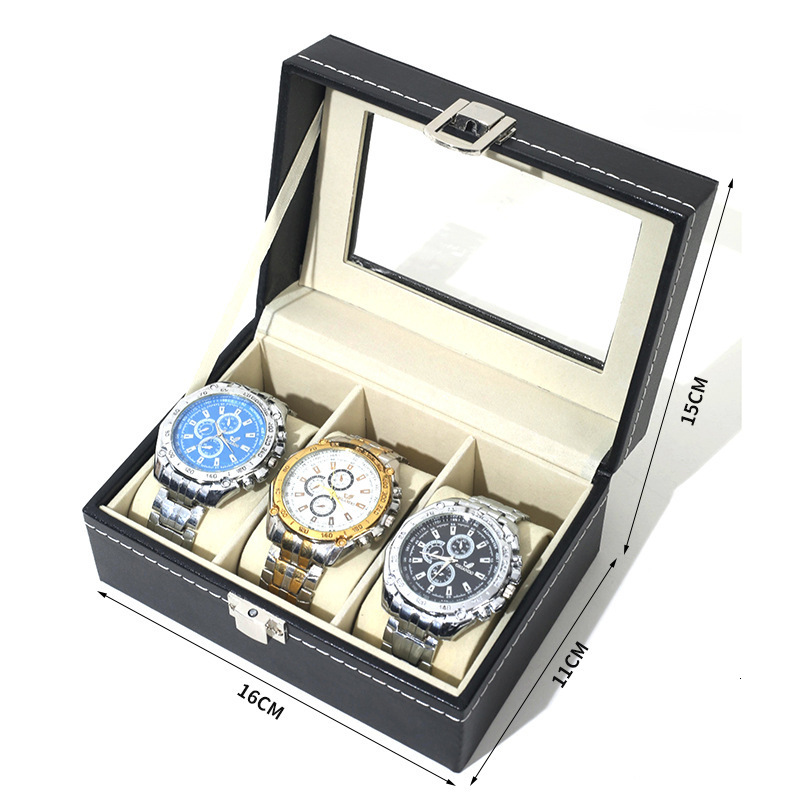 PU Leather High-end Watch Storage Box Transparent Skylight Buckle Watch Display Box Glasses Storage Packaging Box 260422