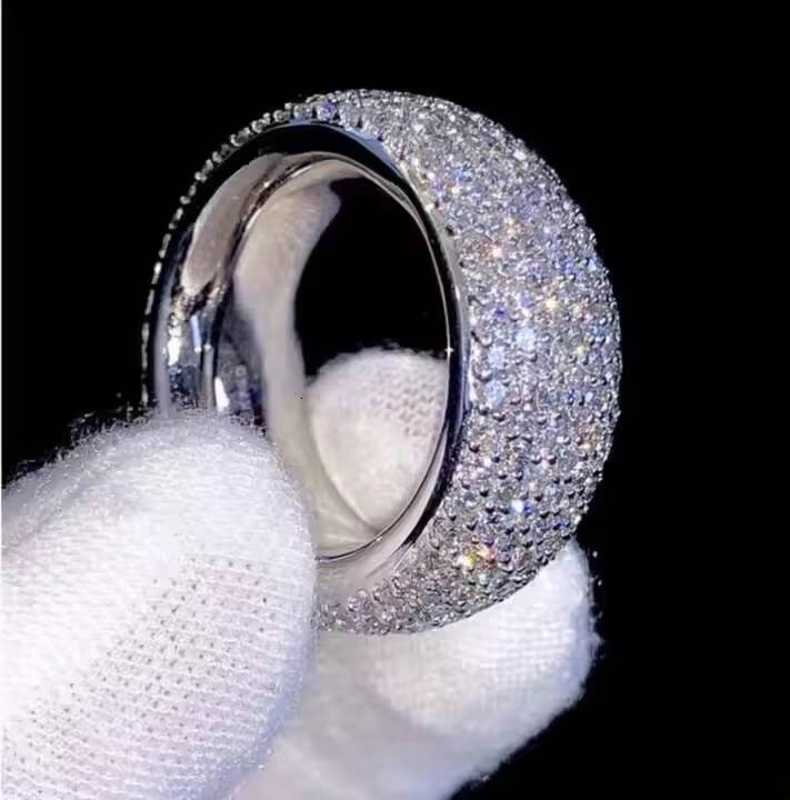 Moissanite Hip Hop Ring for Men channel Jewelry Gift for Him Boyfriend Fully Iced Out Diamond Band Ring Hip Hop Ring