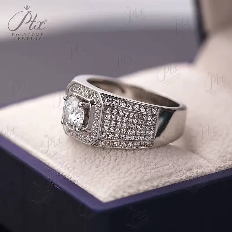 Moissanite Rings1ct Stone VVS1 for Men Women Sterling Silver 925 GRA Certificate Jewelry Marriage Anniversary Gift Wholesale