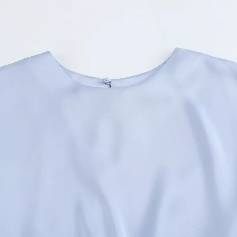Fall 2024 Womens Silk Satin round Ne ort Sve Dr Ele Faionable Single Piece Precision Cut 260421banjia - view 4