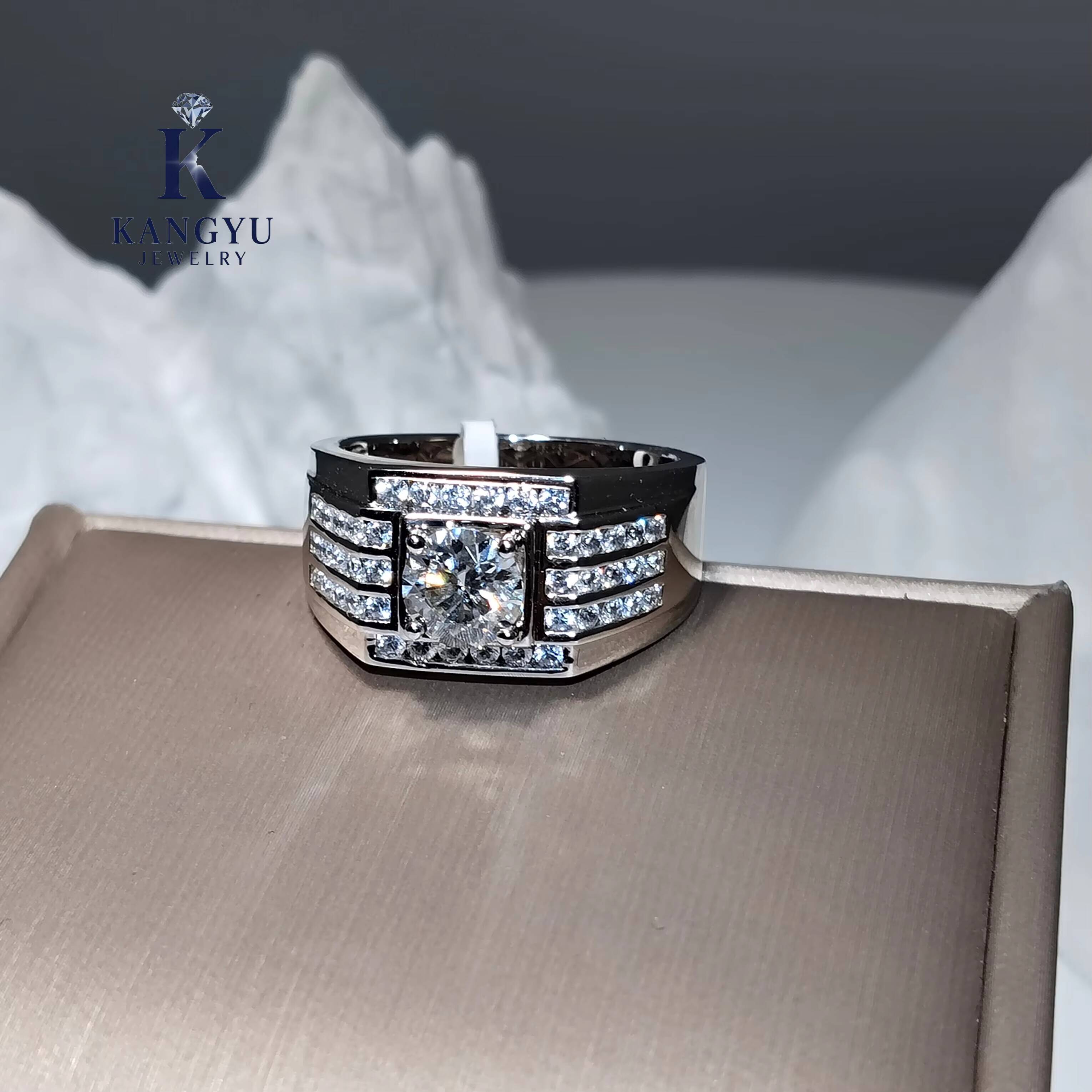 Mens 925 Sterling Silver Moissanite Ring Hip Hop Style Iced Out Bling Passes Diamond Tester