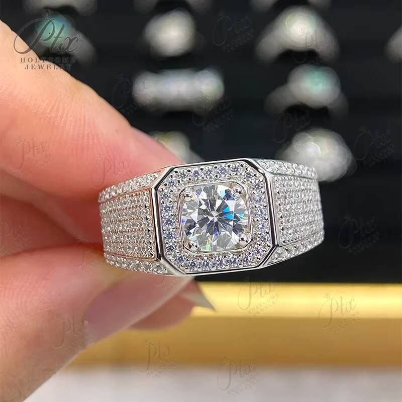 Moissanite Rings1ct Stone VVS1 for Men Women Sterling Silver 925 GRA Certificate Jewelry Marriage Anniversary Gift Wholesale