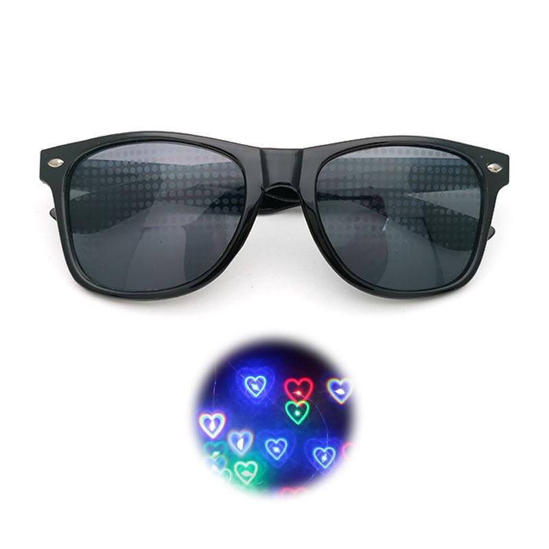 TikTok Hot Selling Rice Nail Fireworks Glasses Diffraction Heart Special Effect Optical Glasses Dance Party Light Show Sunglasses In Stock