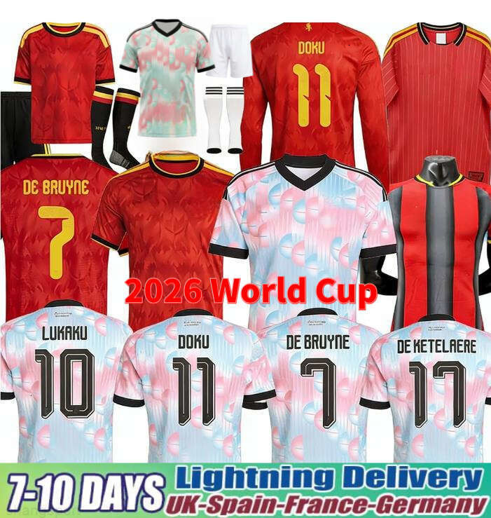 Belgium Jersey 2026 World Cup Soccer Jerseys DE BRUYNE R LUKAKU E HAZARD MERTENS BATSHUAYI TIELEMANS THAZARD Football Shirt 26 27 Uniform Men Woman Ki