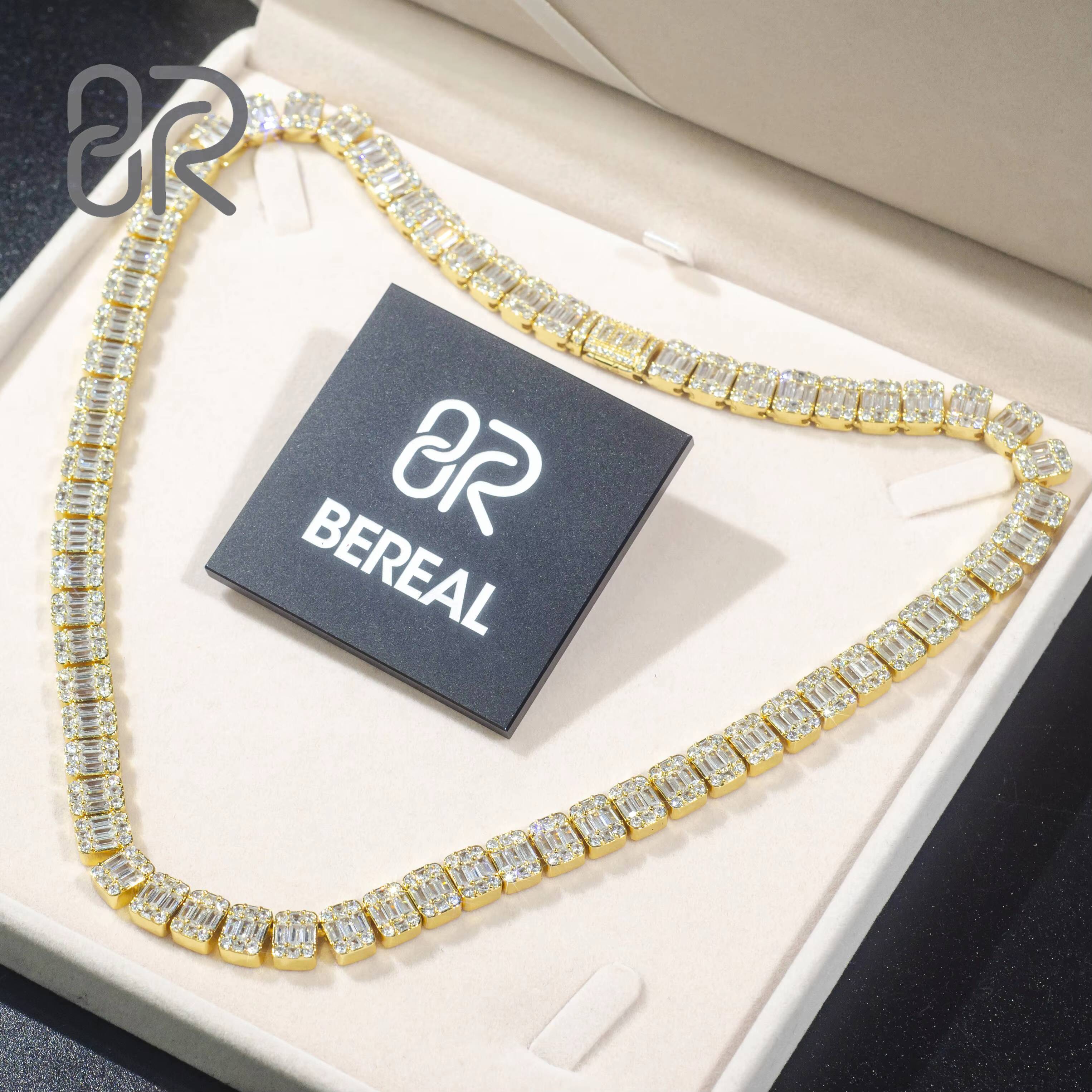 10mm 8 VVS Moissanite Tennis Chain Necklace Fast Shipping 925 Sterling Silver Fine Jewelry