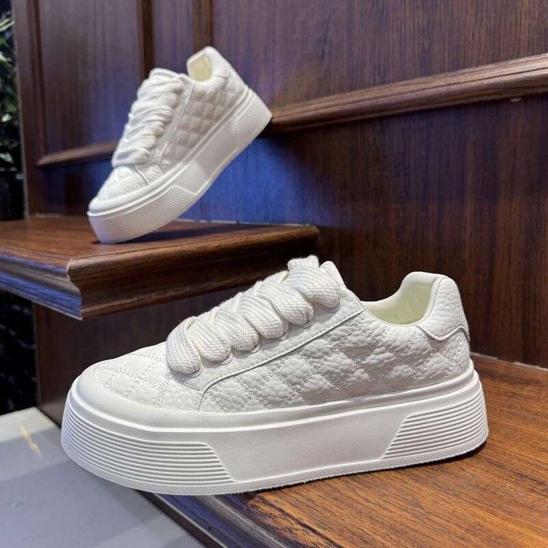 Winter New Style Lace-Up Fleece-Lined Fashionable Versatile Thick-Soled Sneakers Men's Casual Comfortable Trendy White Shoes