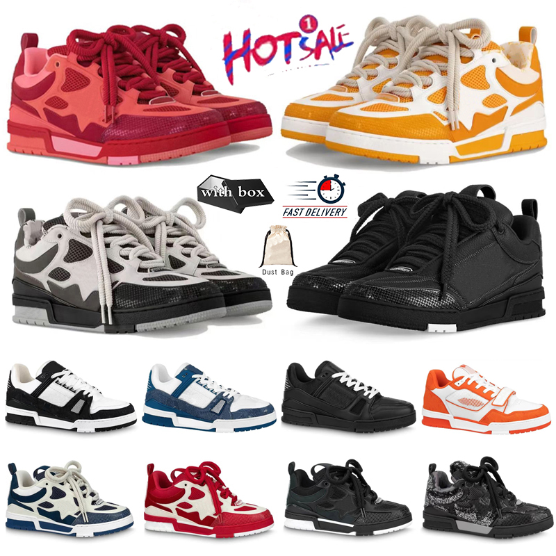 Designer Skate Series Sneakers luxury Men Women Casual Shoes Top quality Calfskin Platform Trainers Leather Sneakers Lace-up Overlays Sneaker with box Size 35-46