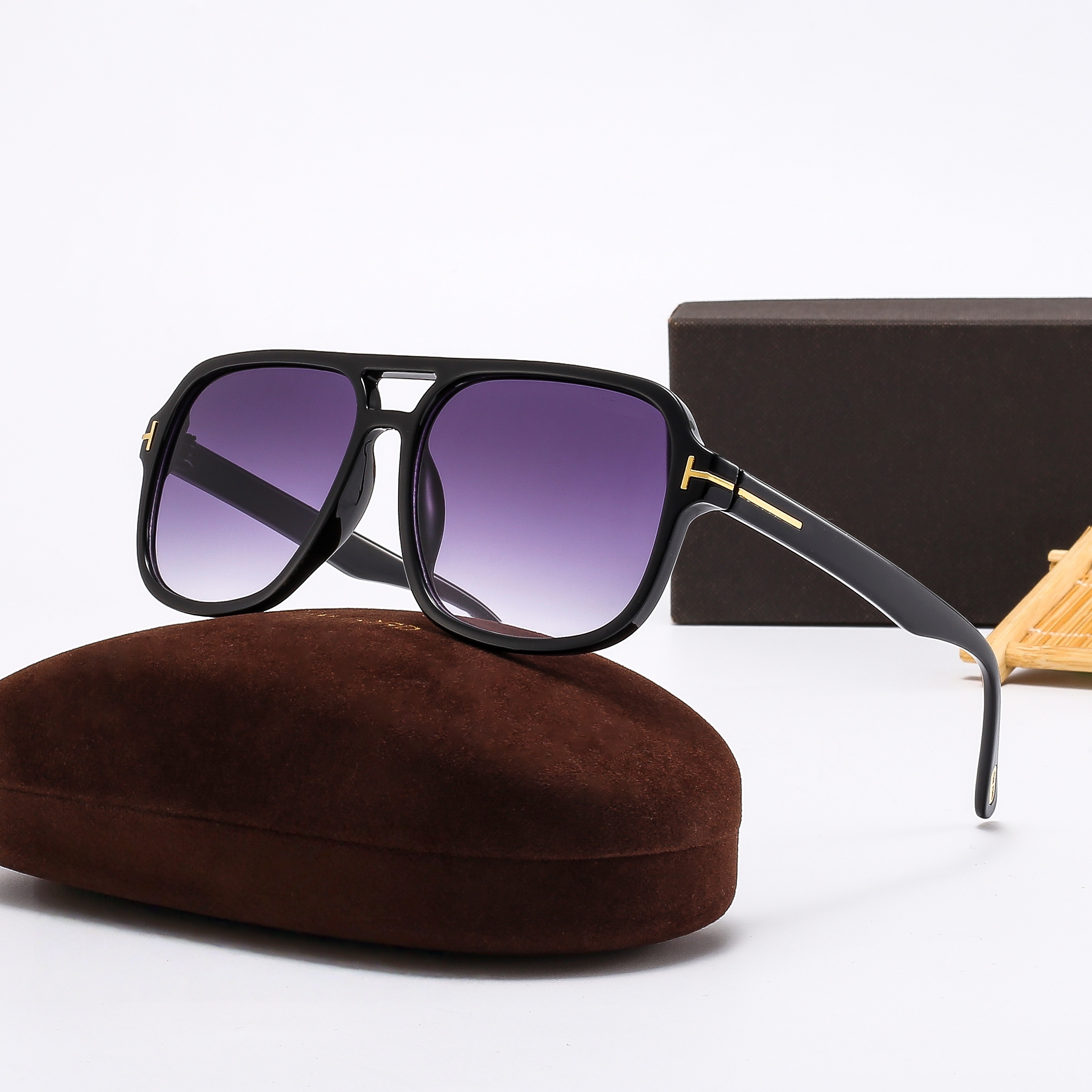 Designer sunglasses 70s Vintage Square Pilot Sunglasses - Retro Unisex Oversized tomf sunglasses for men & Women, Plastic Frame Retro Fashion Accessories