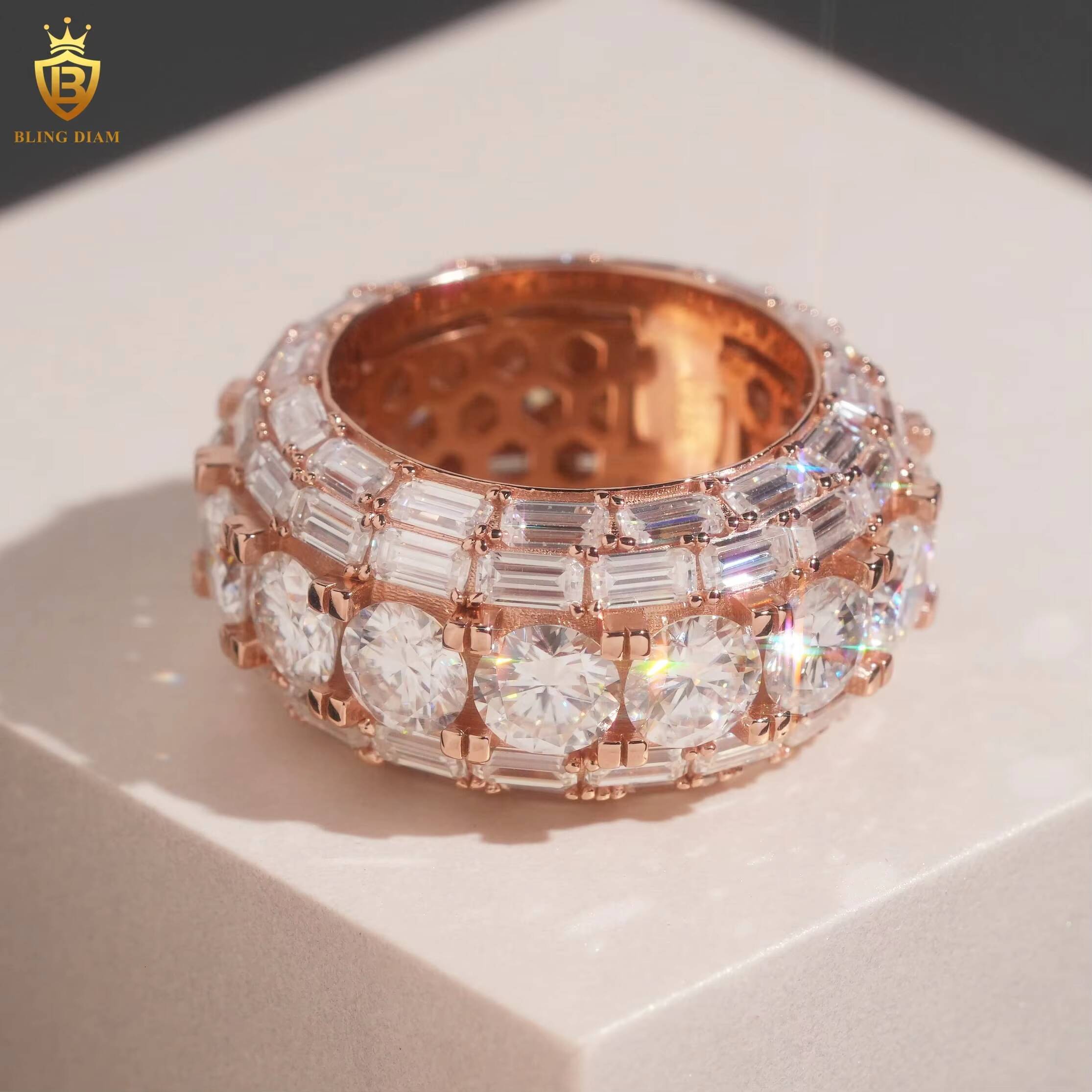 Hip Hop Iced Out 925 Sterling Silver Fine VVS Jewelry Moissanite Rings Iced Out Hip Hop Ring for Men