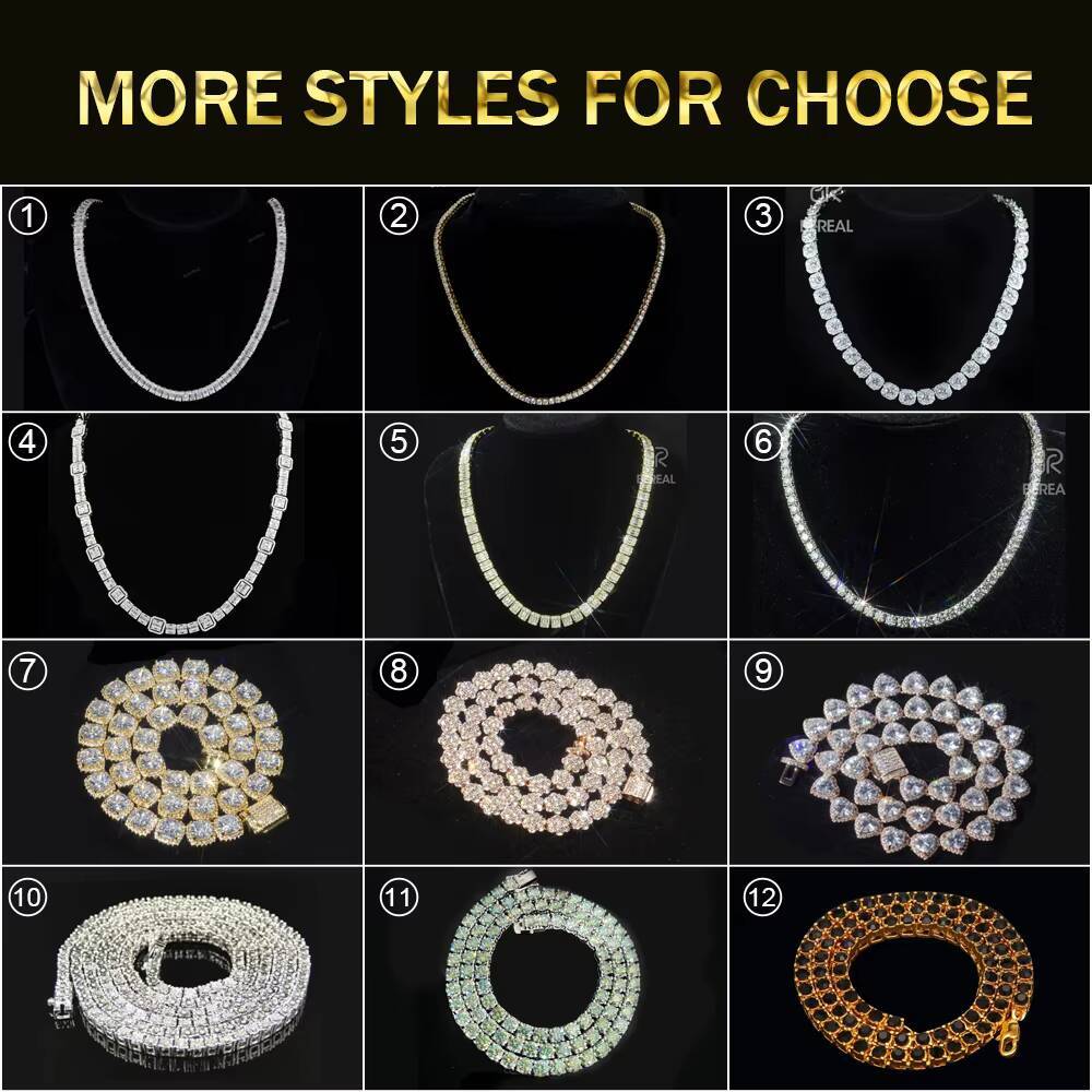 Real 10K 14K 18K Solid Gold Tennis Chain Bracelet Fast Delivery 3mm 4mm 5mm Vvs Moissanite Diamond Tennis Chain Necklace Jewelry