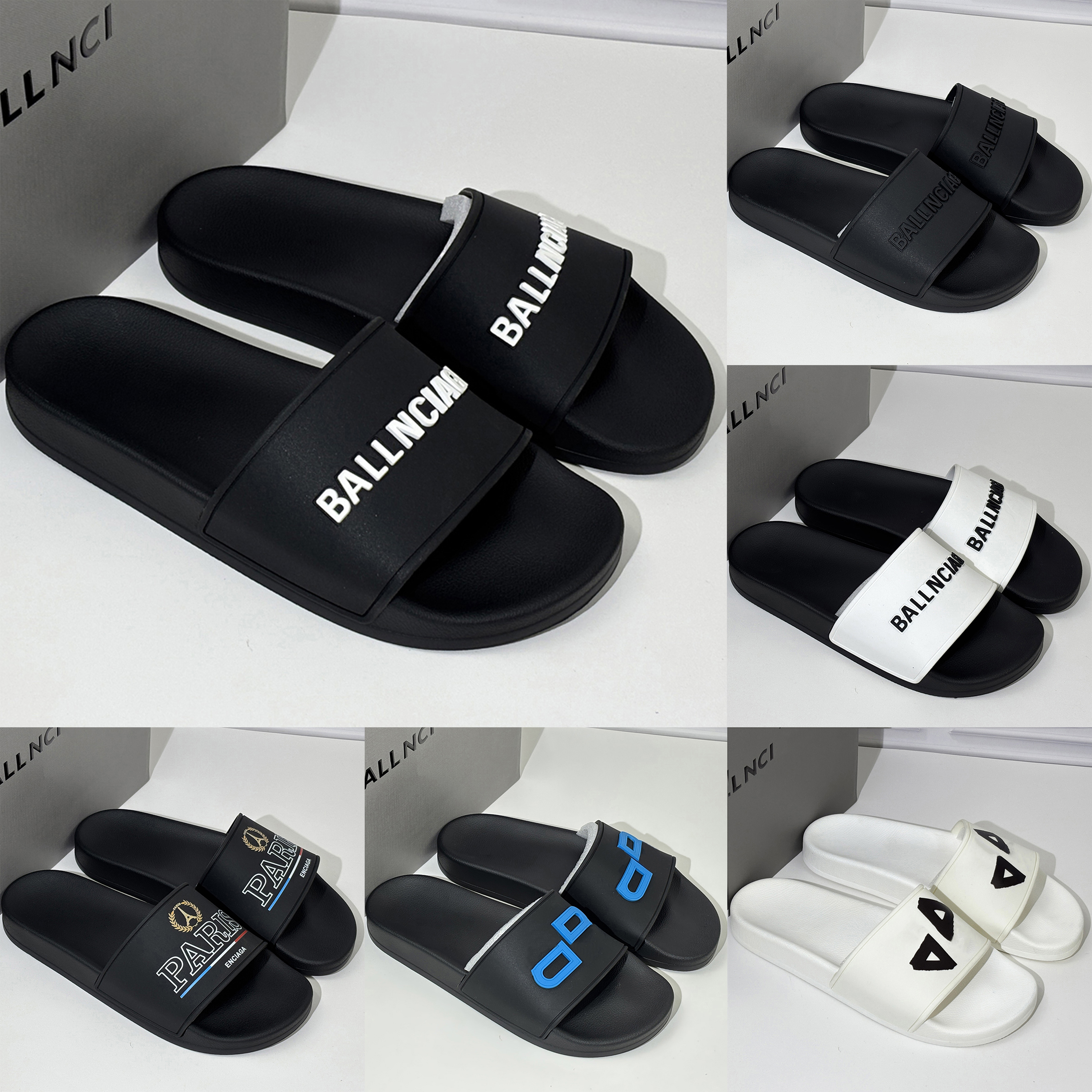 Pool Slide Designer Shoes Sandals Unisex Casual Rubber Sandal Flat Slides Classic One Word Rubber Sandals Black White Slippers Summer Casual Beach Sandals Size 35-46