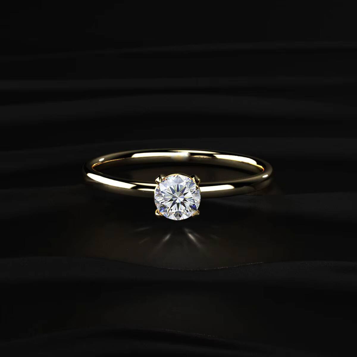 1ct Round Cut Moissanite Engagement Ring 14K Solid Gold Minimalist Solitaire Wedding Band Wholesale Fine Jewelry Gift for Her