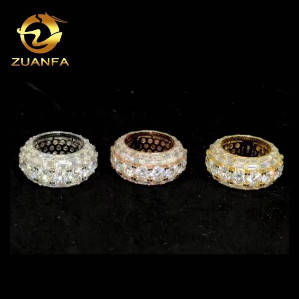 Iced Out Jewelry 925 Sterling Moissanite Silver Hip Hop Ring Mens Cuban Moissanite Ring for Men Pass Diamond Tester