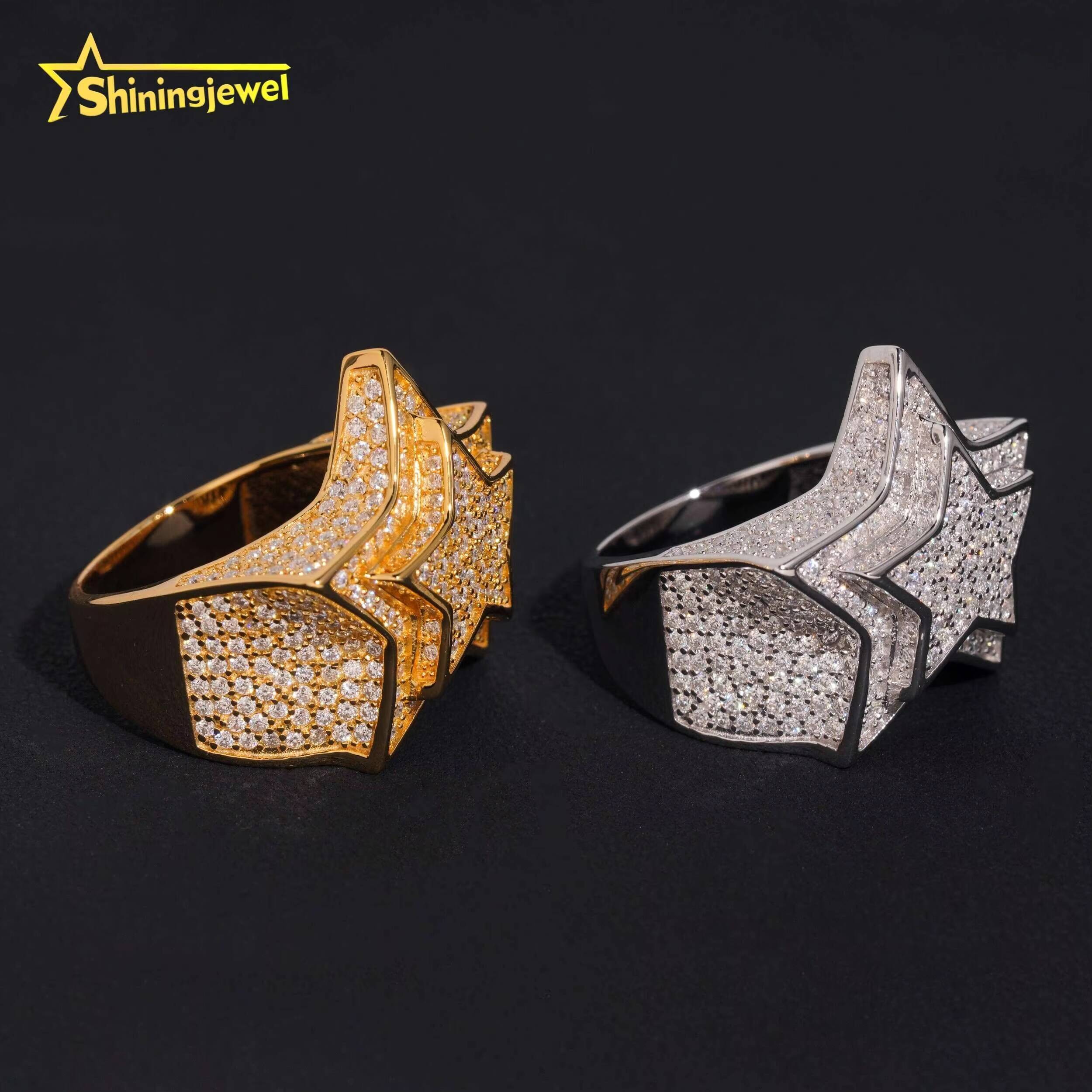 Fine Jewelry Hip Hop Sterling Silver 925 VVS Moissanite Diamond Star Iced Out Ring