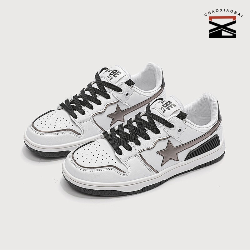 chao xiao bai Free Shipping Unisex Multi-colored Star Design Flat Sneakers - Low Top Skate Style Shoes
