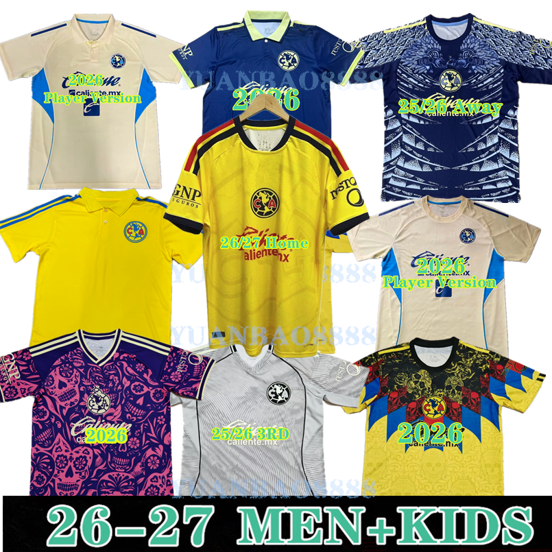 26 27 MAXI ClUb AmEriCa Soccer Jerseys CA Liga MX 2025 2026 K.ALVAREZ LOZANO HENRY Fans Player Football Shirts goalkeeper L.MALAGON Men kids kits set