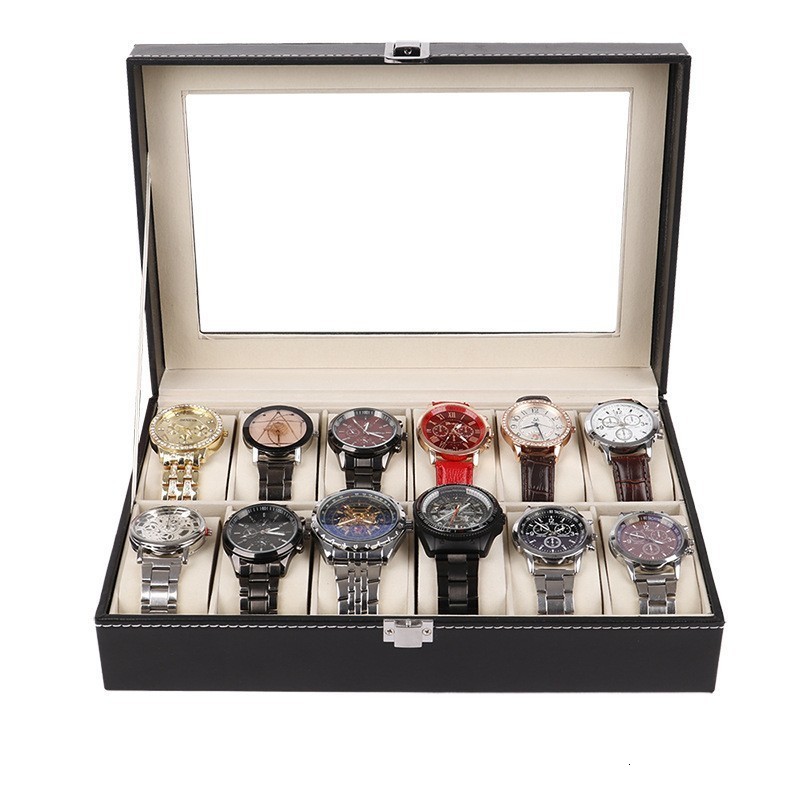 PU Leather High-end Watch Storage Box Transparent Skylight Buckle Watch Display Box Glasses Storage Packaging Box 260422