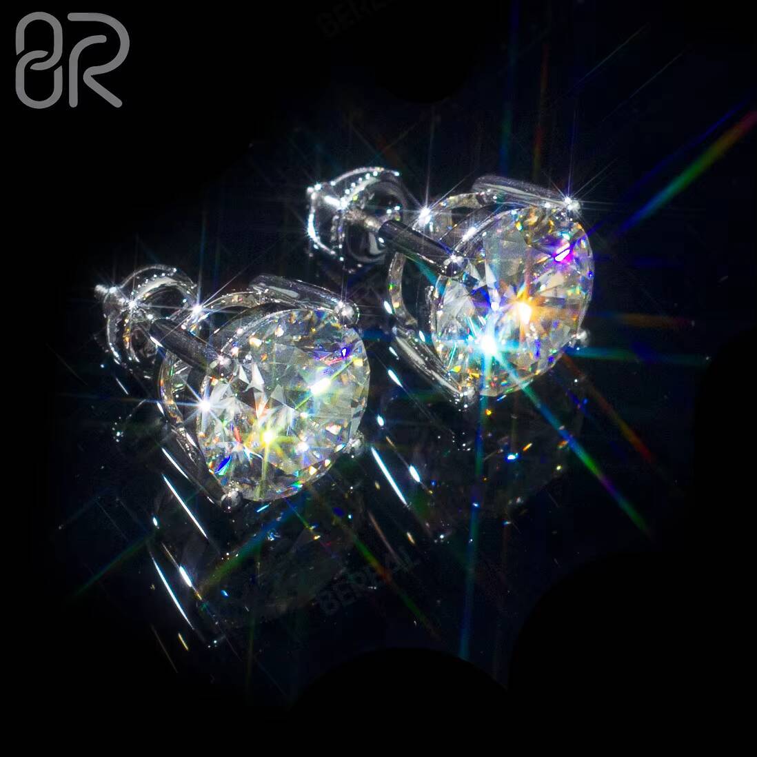 Hot Selling Vvs Moissanite Earrings Pass Diamond Tester Iced Out Round Brilliant Cut 14K Gold Plated 925 Silver Earring Stud